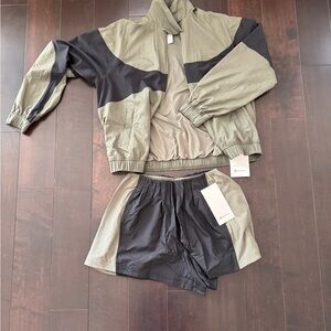 NWT bundle Lululemon Nylon Colourblock collared Jacket and short *stomSet